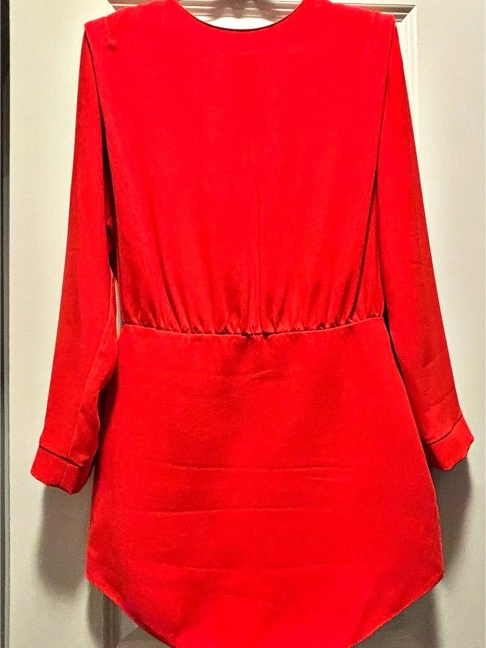 Amanda Uprichard Long Sleeve Mini Dress in Red Size Medium Like New